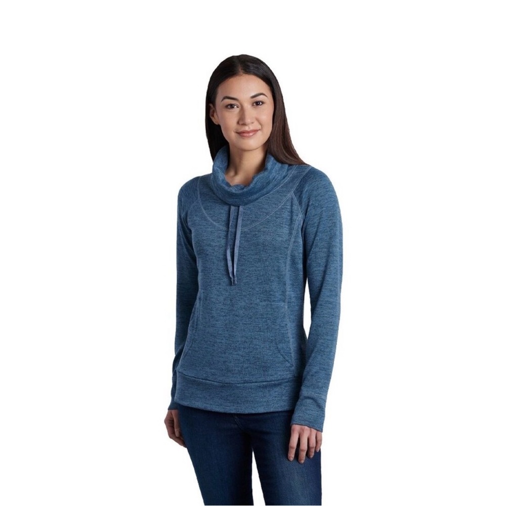 Kuhl‎ Lea Pullover Cowl Neck Sweater in Heather Bluegrass/Teal Size Small